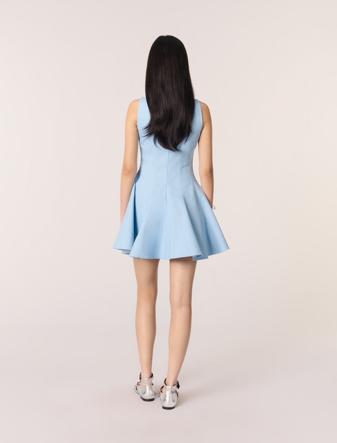 Vestido corto acampanado de algodón