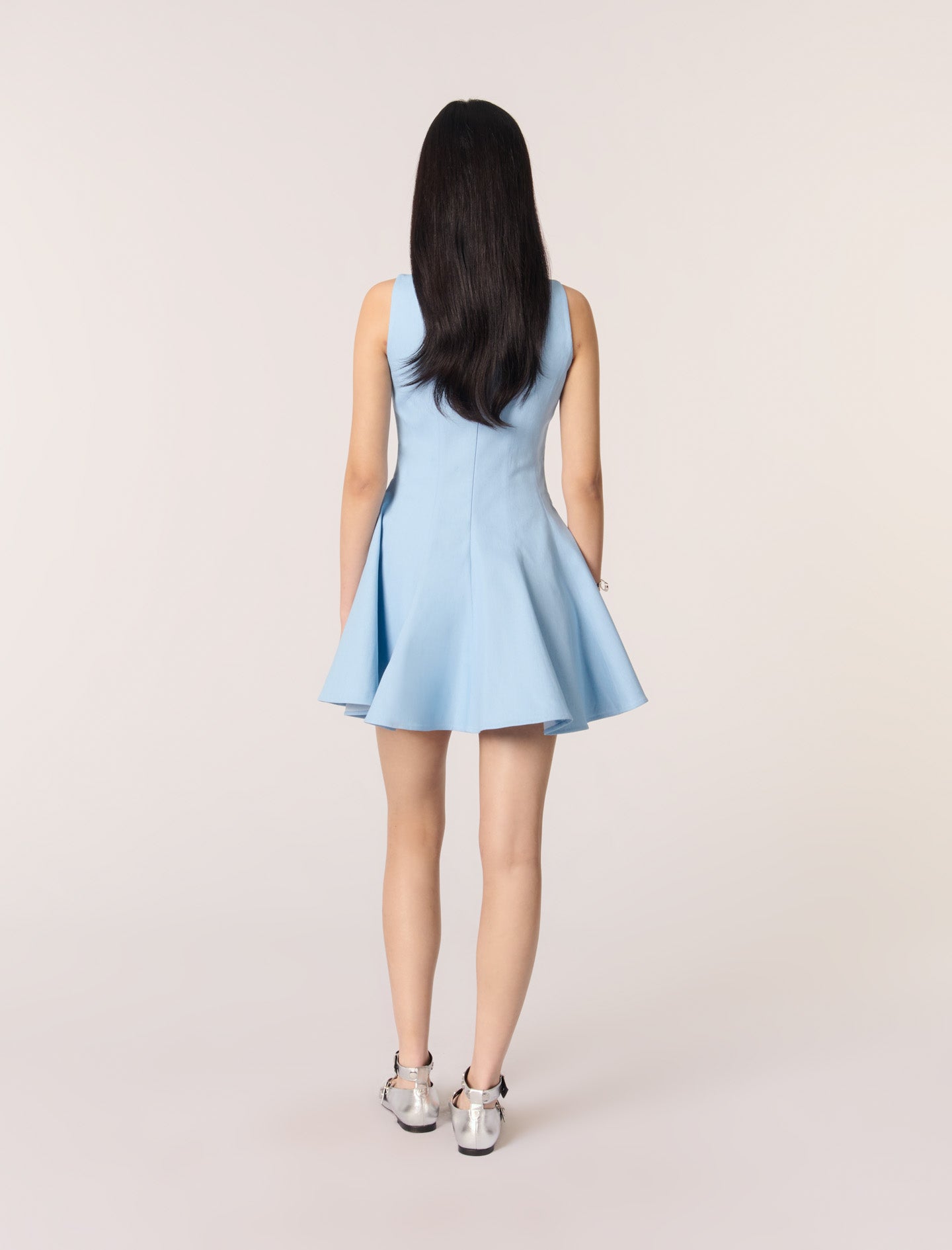 Vestido corto acampanado de algodón
