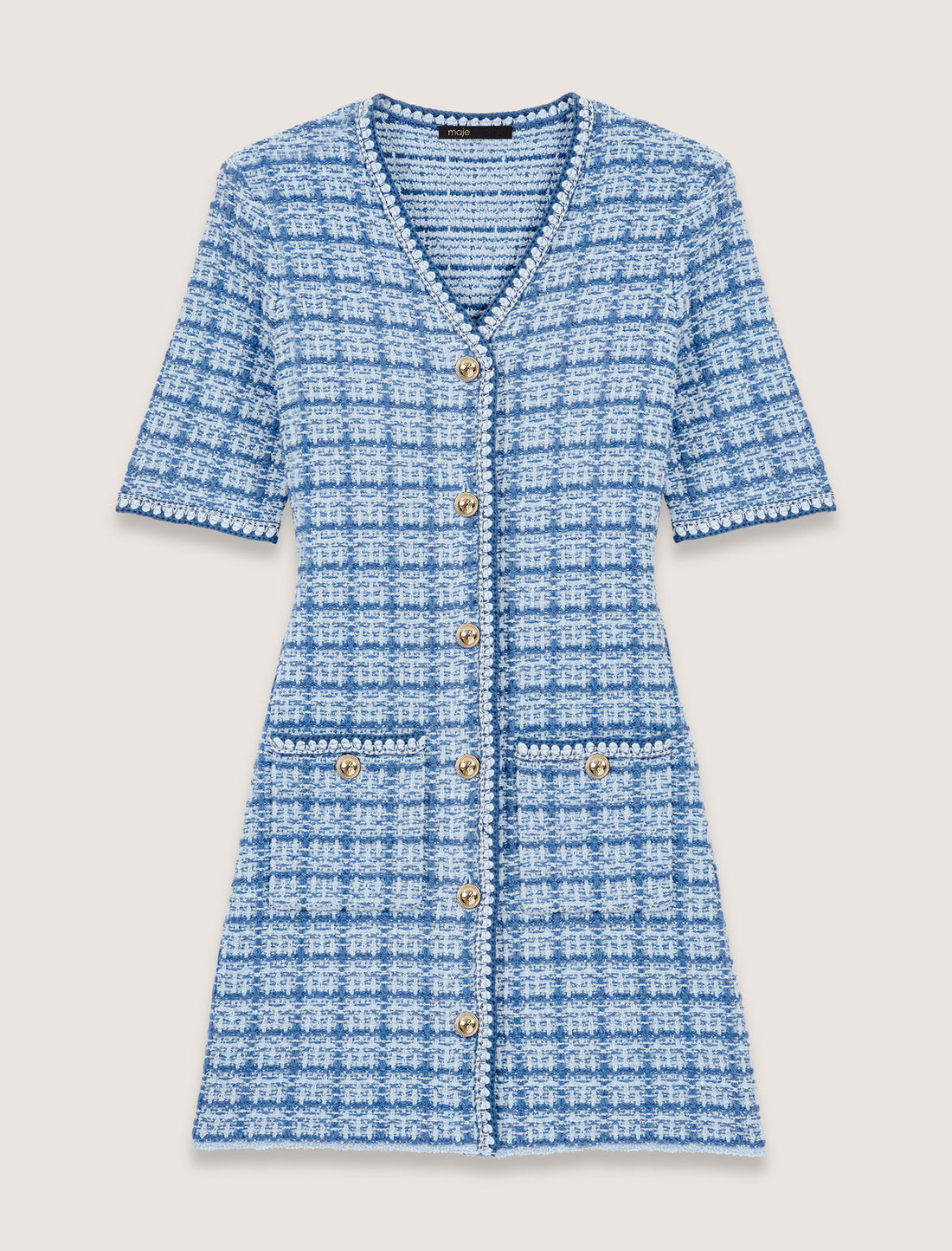 Vestido corto de punto efecto tweed
