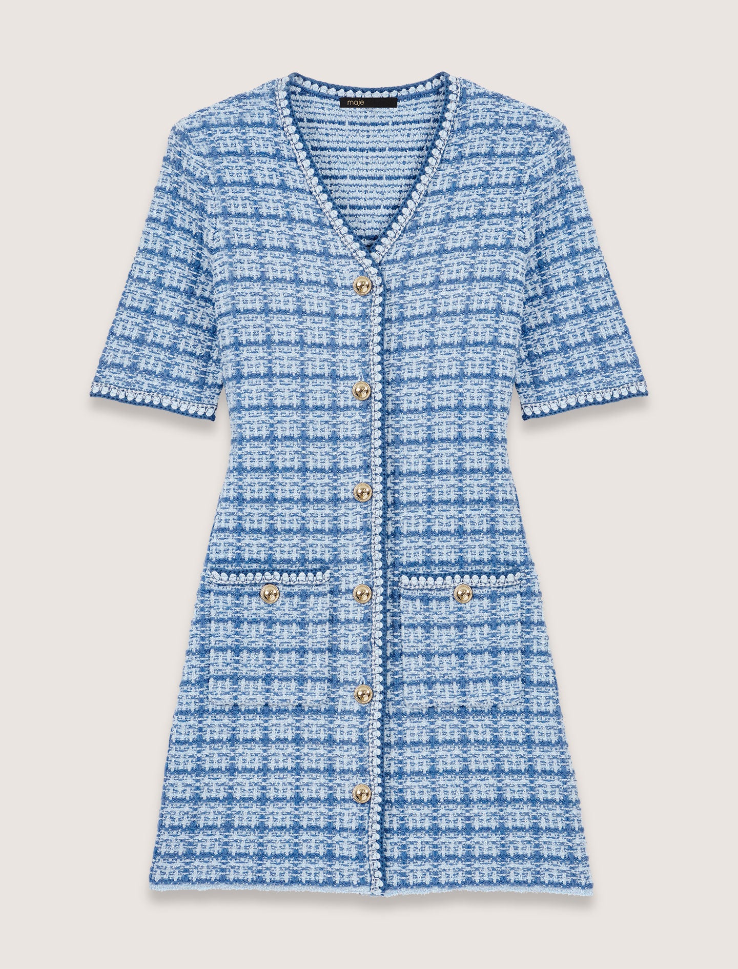 Vestido corto de punto efecto tweed