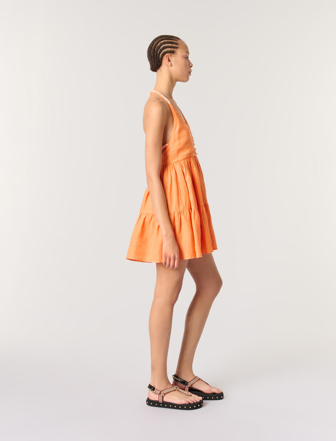 Vestido corto de lino