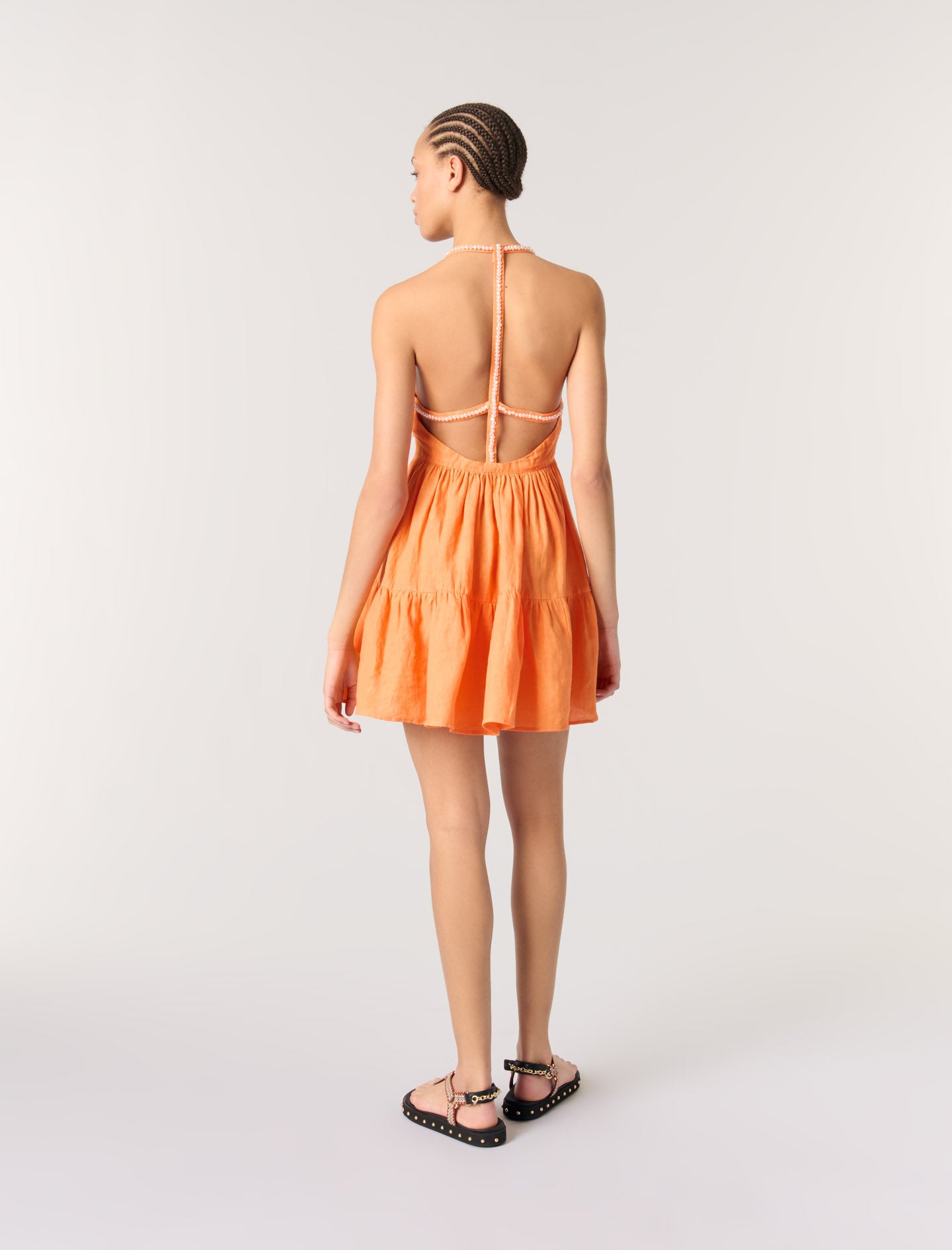 Vestido corto de lino