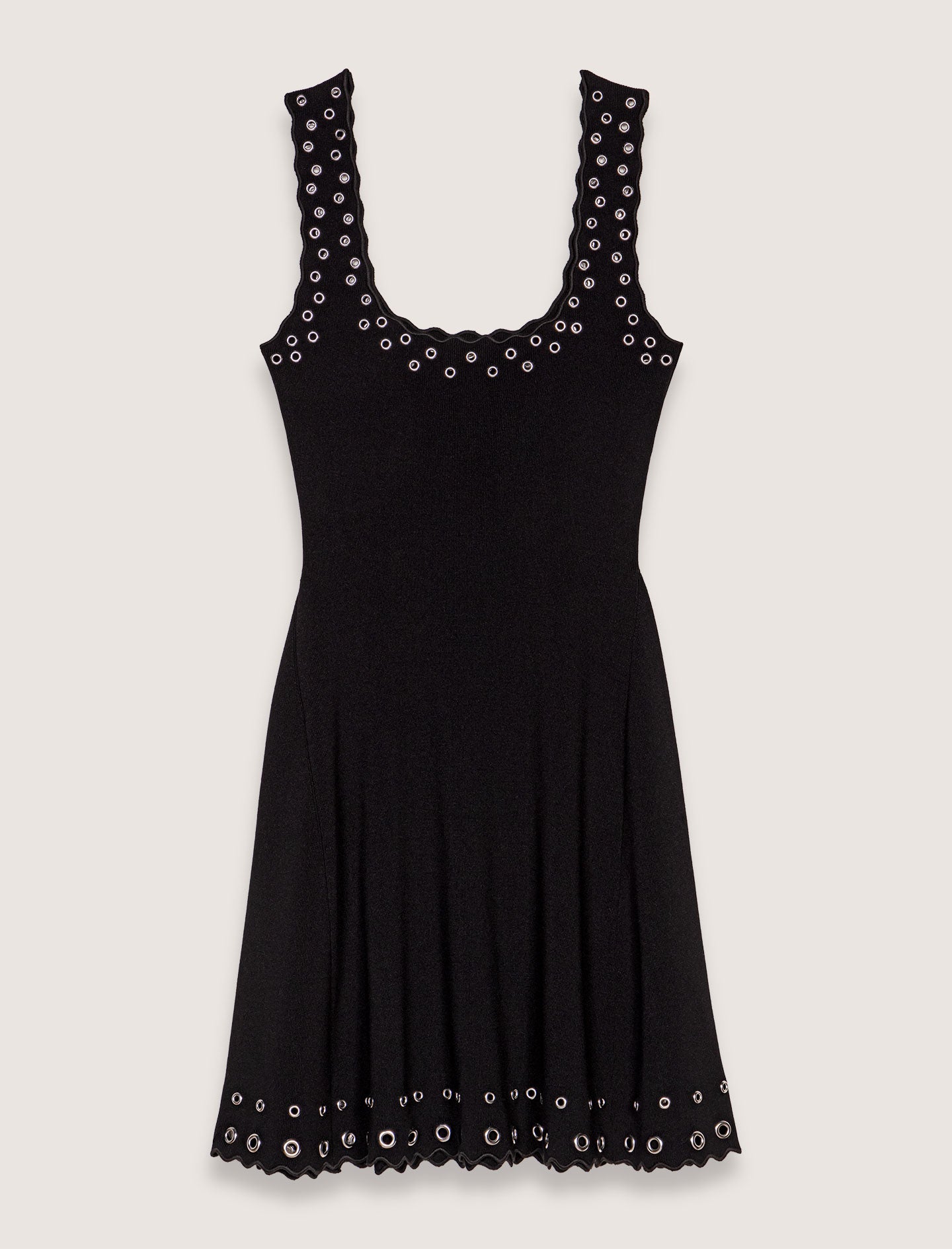 Vestido corto de punto calado