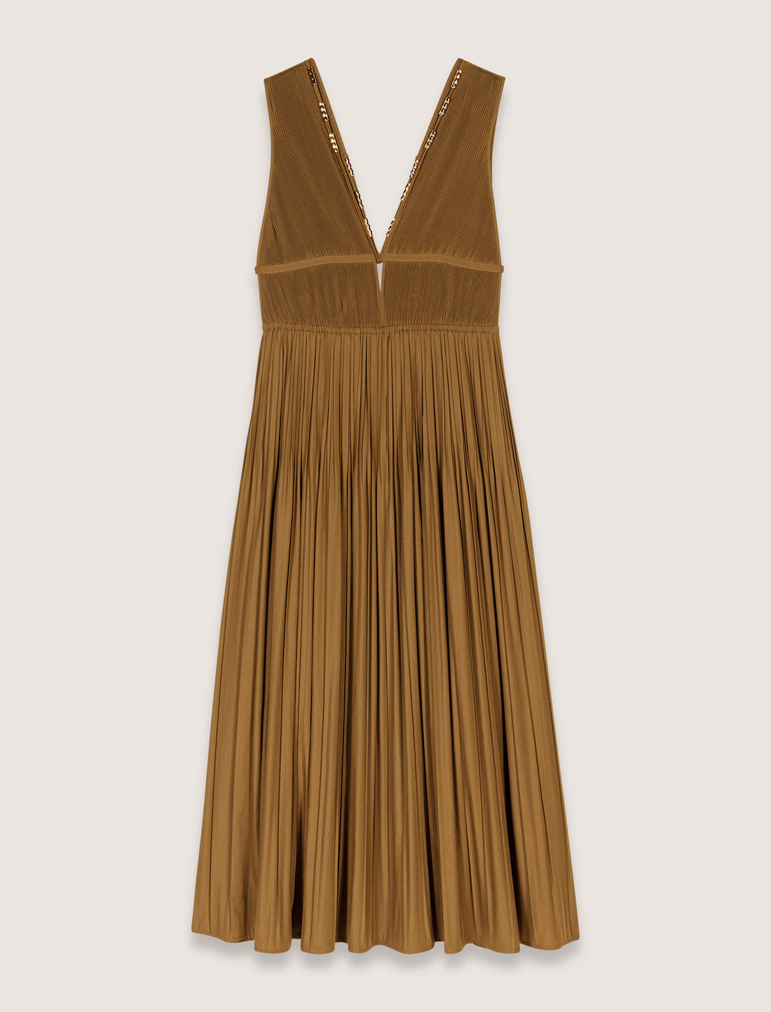 Vestido plisado con escote de joyas