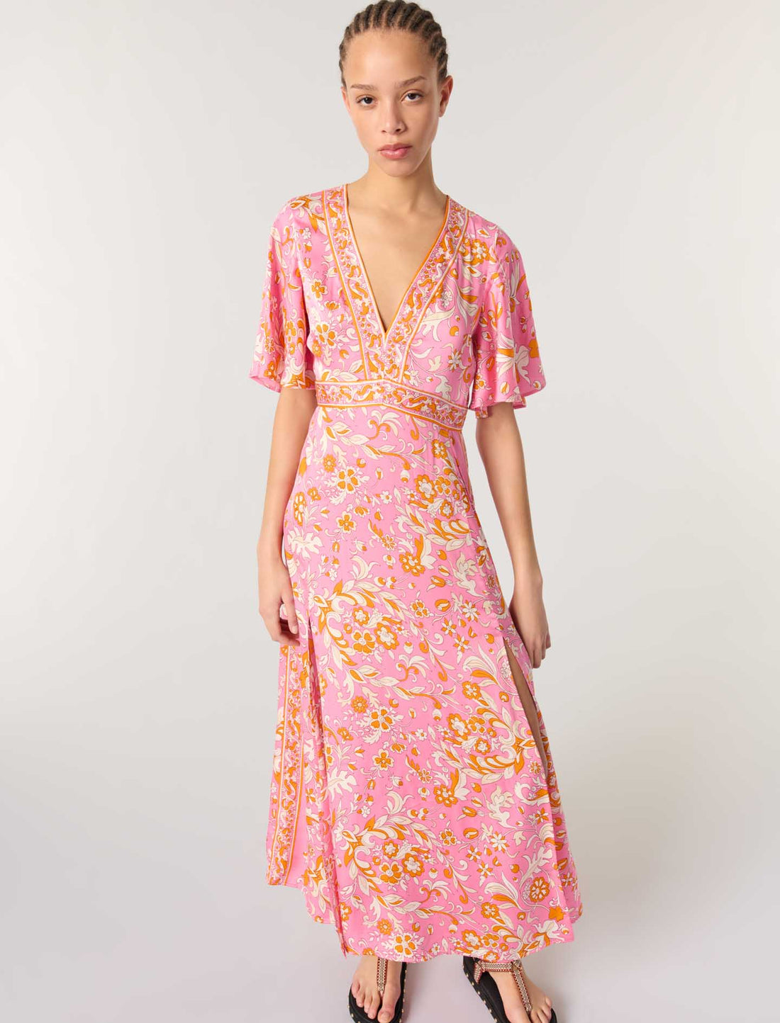 Vestido largo fluido estampado