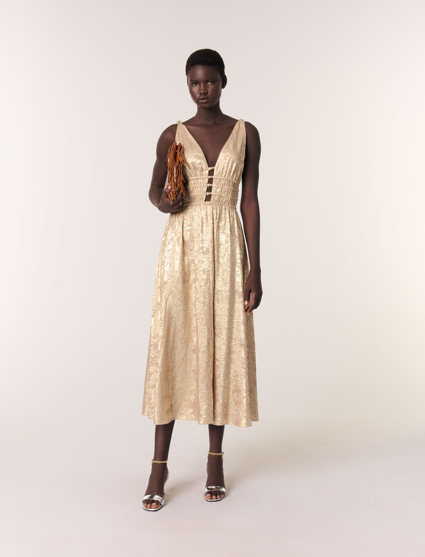 Vestido largo metalizado