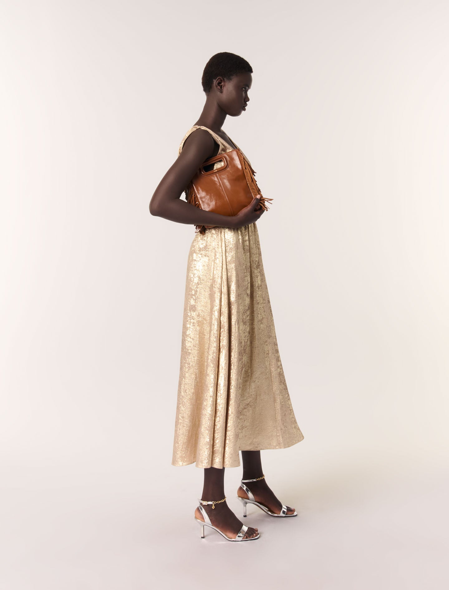 Vestido largo metalizado