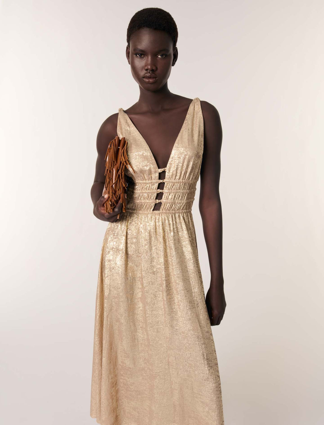 Vestido largo metalizado