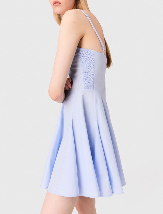 Vestido acampanado corto de algodón