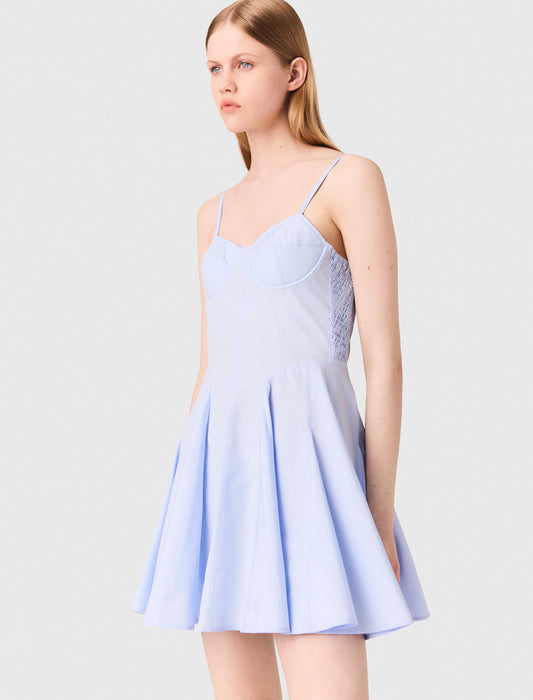 Vestido acampanado corto de algodón