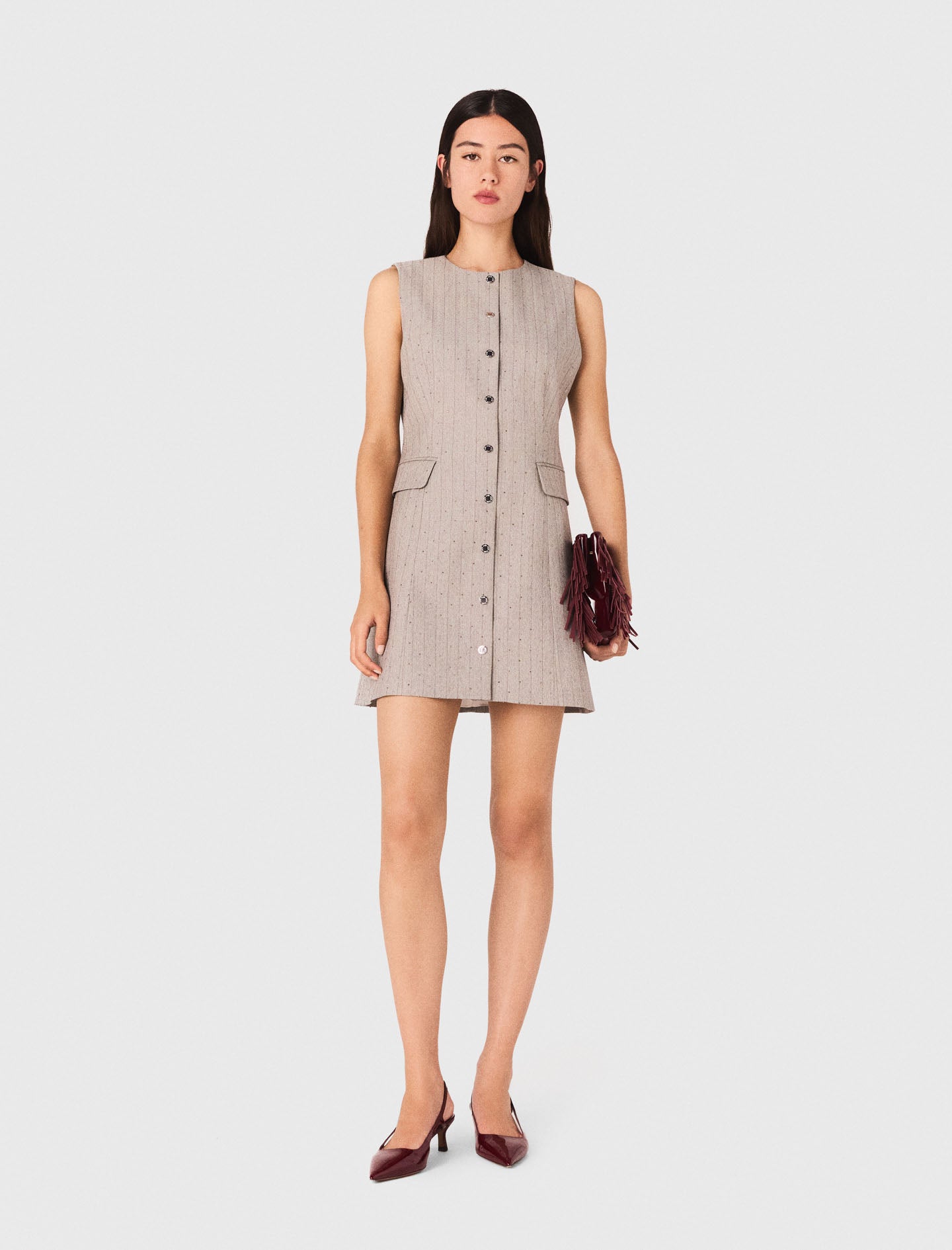 Vestido sastre corto con estrás