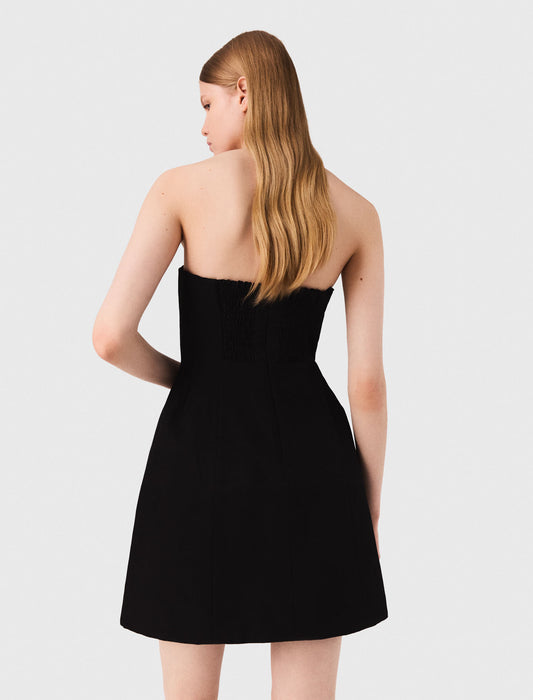 Vestido corto de lino con corpiño