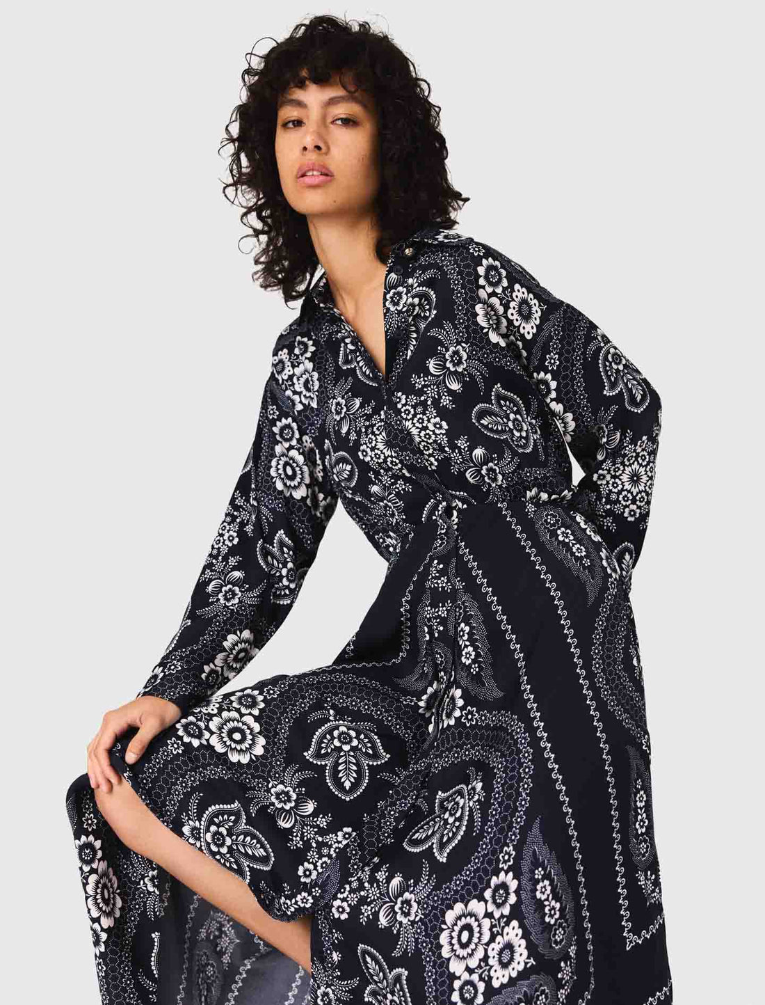 Vestido largo fluido estampado