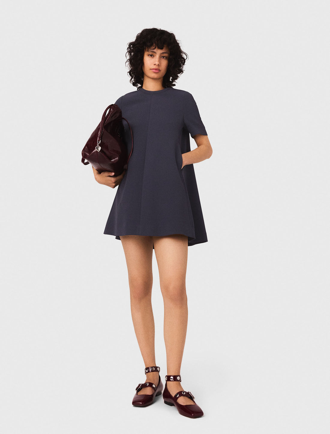 Vestido trapecio de crepé grueso