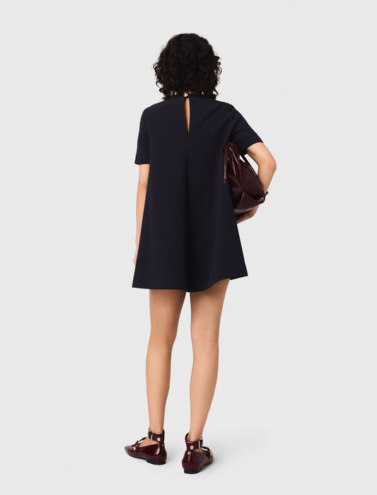 Vestido trapecio de crepé grueso