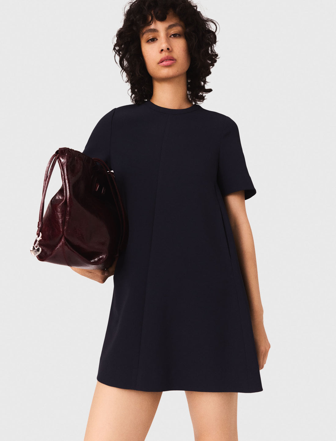 Vestido trapecio de crepé grueso