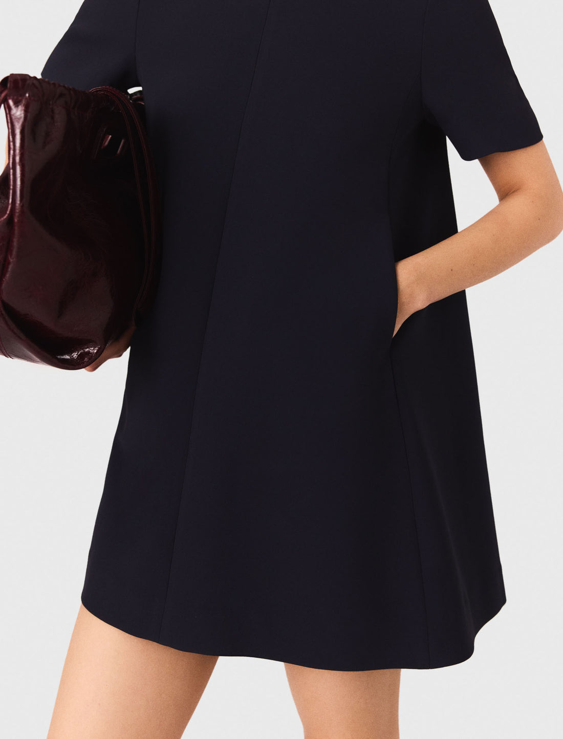 Vestido trapecio de crepé grueso