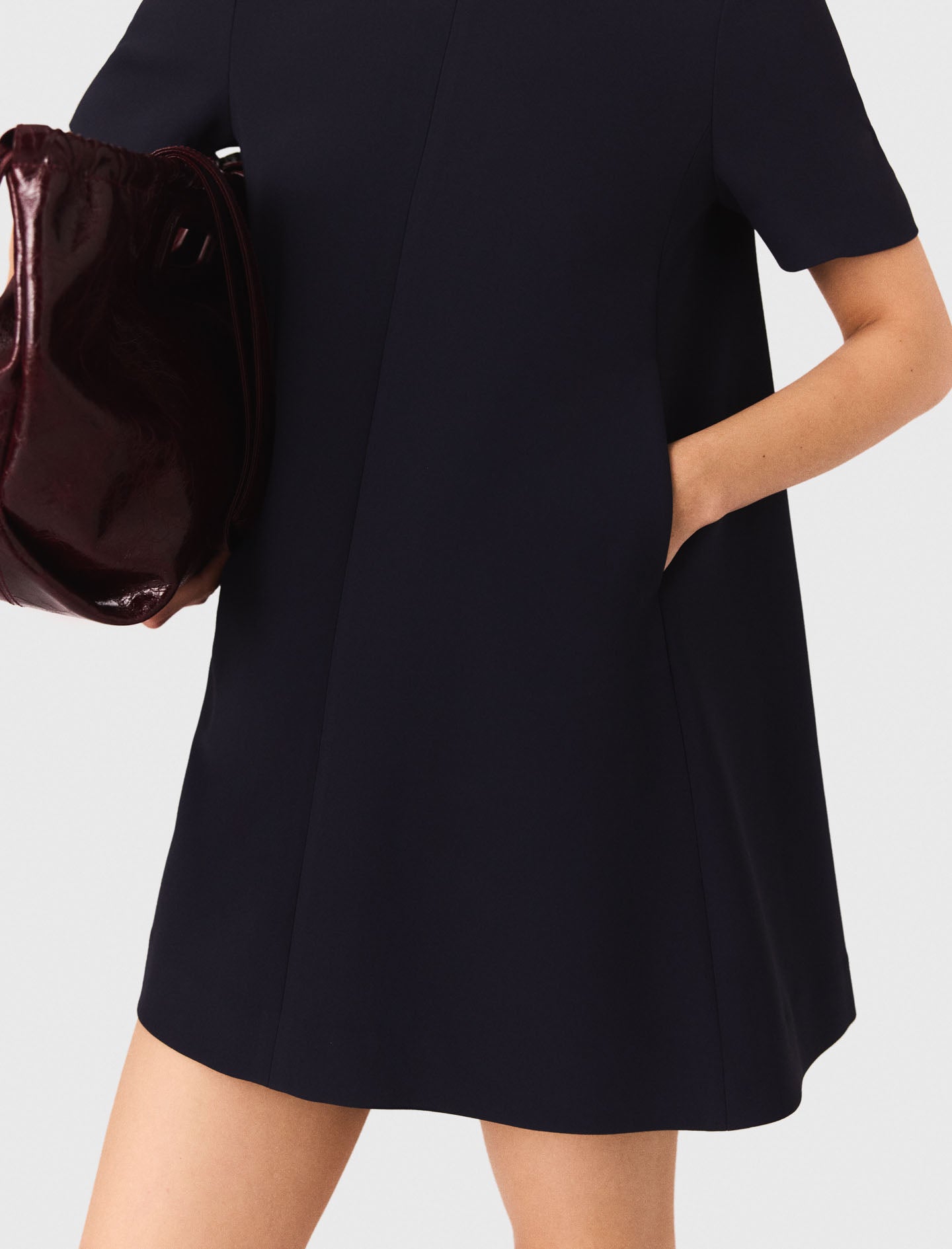 Vestido trapecio de crepé grueso