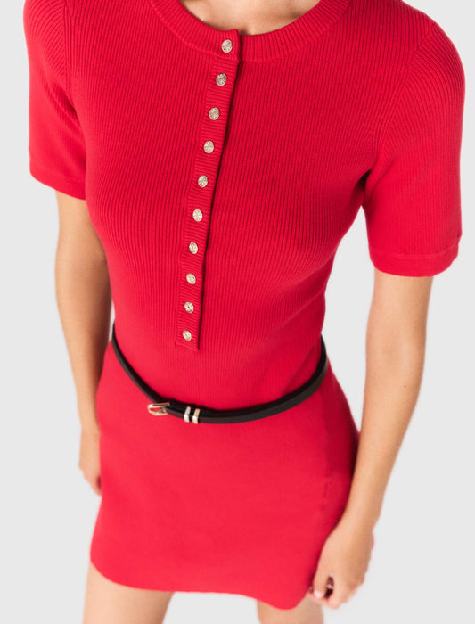 Vestido corto de punto canalé