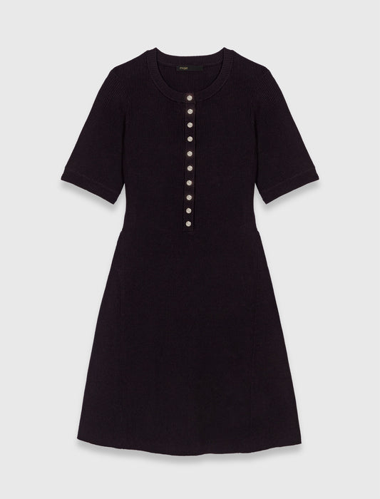 Vestido corto de punto canalé