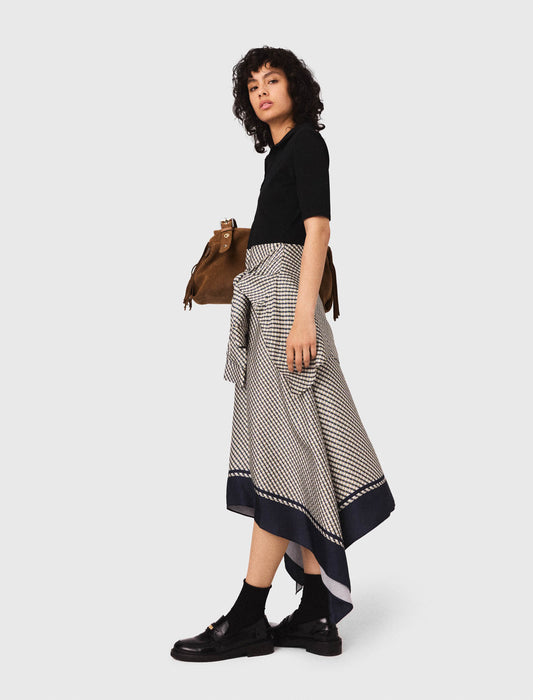 Vestido bimaterial estampado