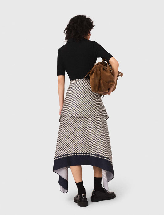 Vestido bimaterial estampado