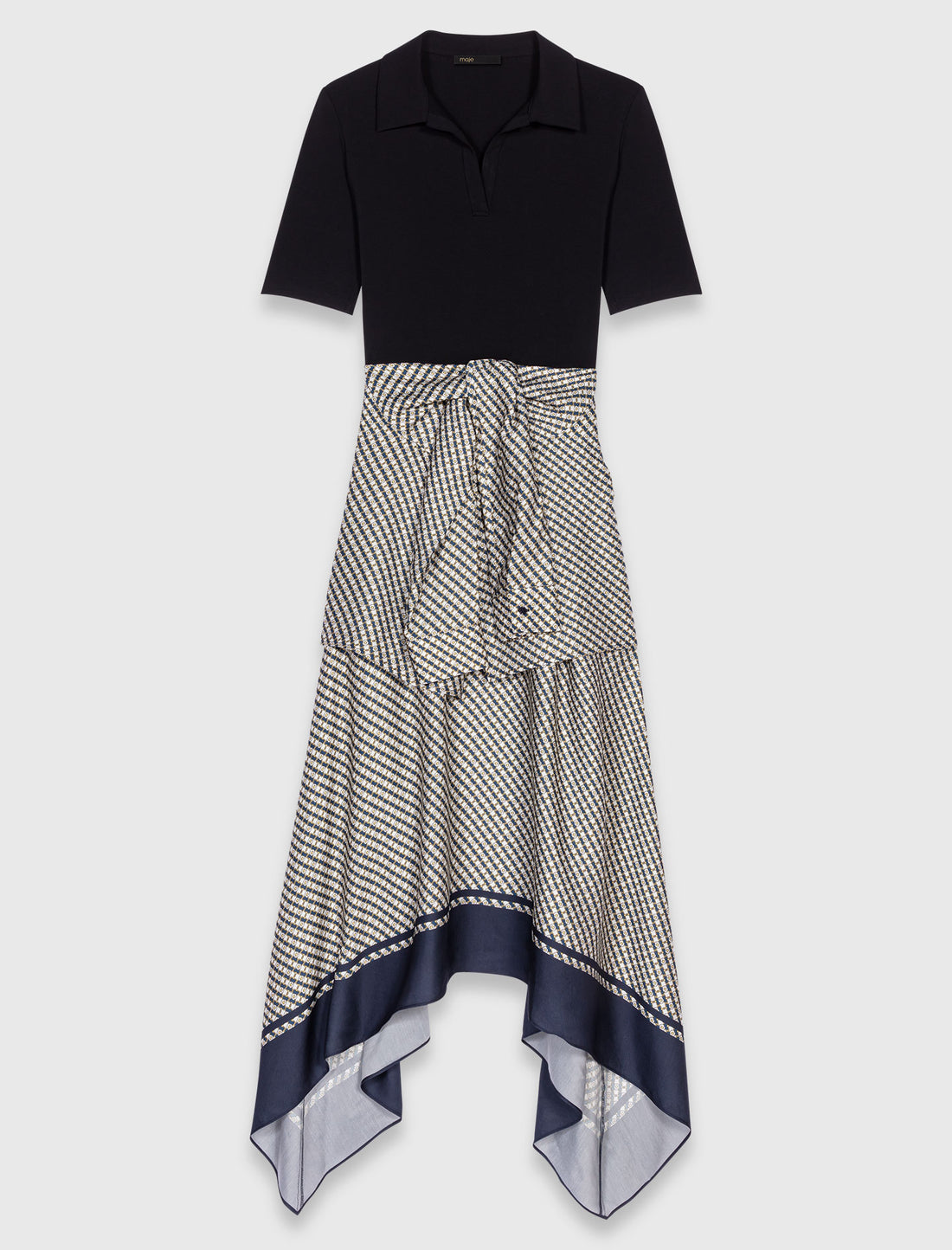 Vestido bimaterial estampado