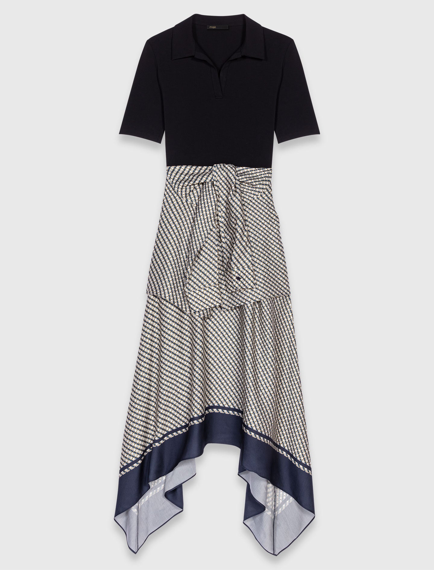 Vestido bimaterial estampado