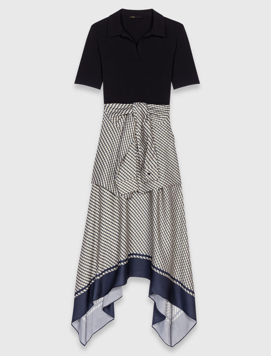 Vestido bimaterial estampado