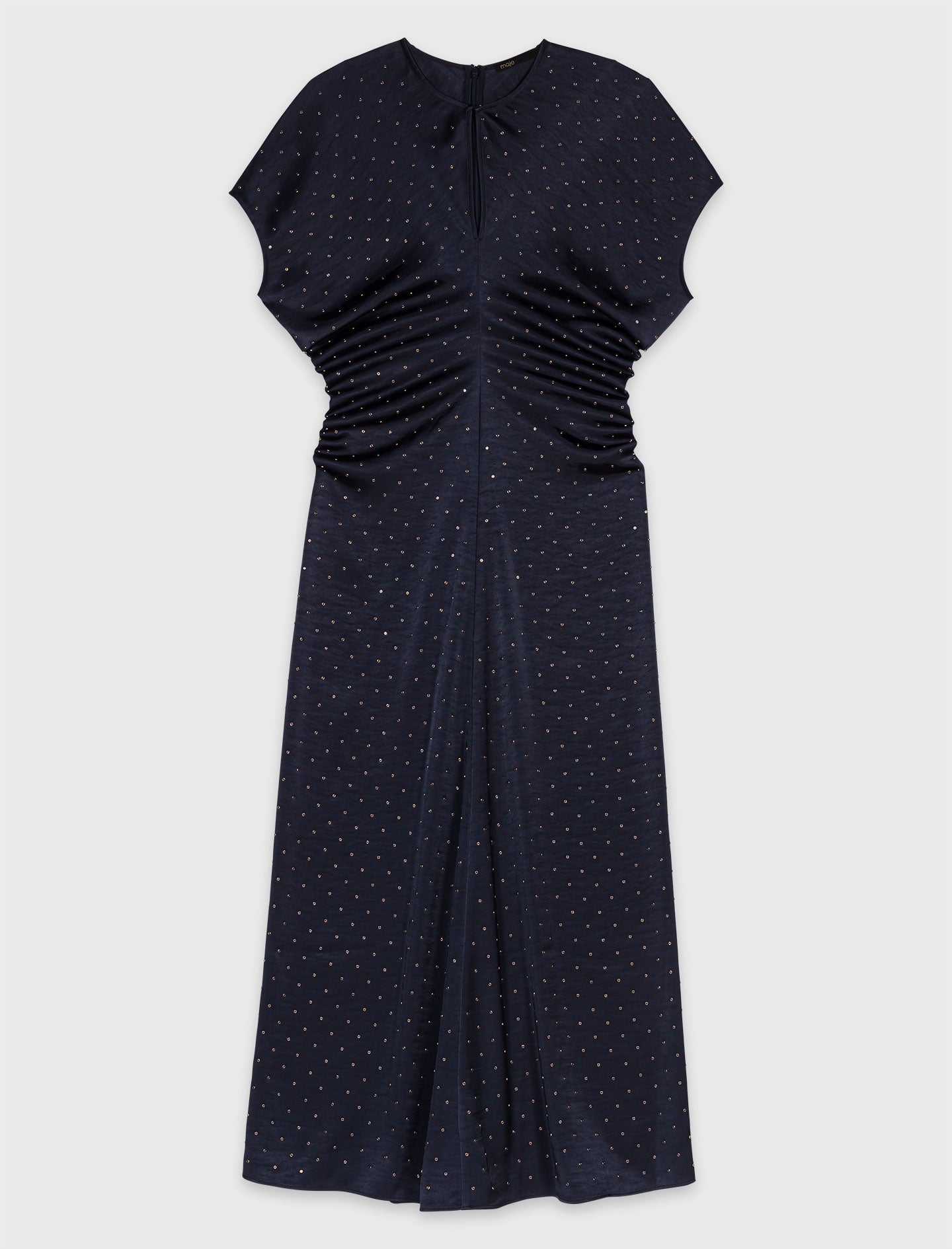 Vestido maxi de satén y tachuelas