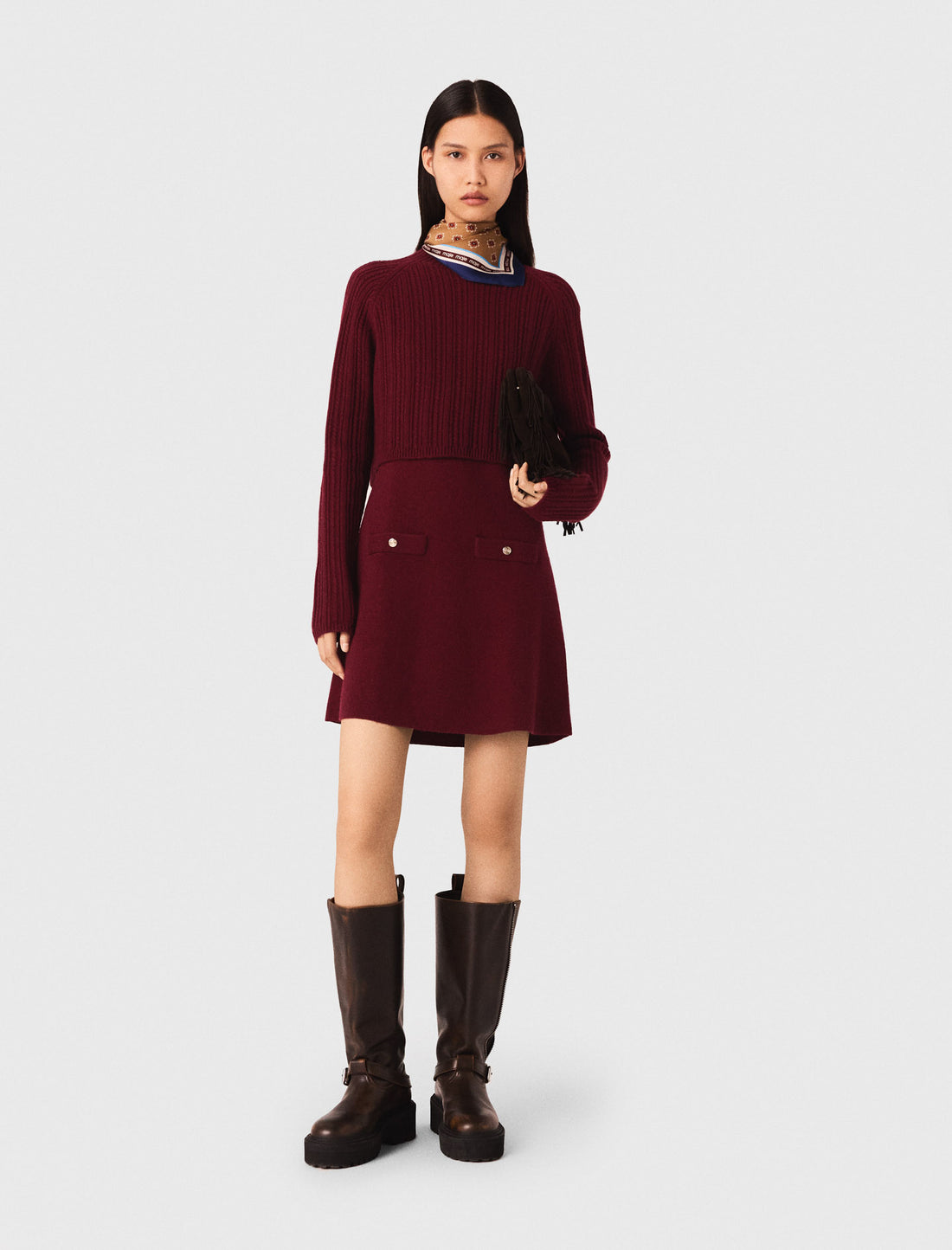 Vestido de punto con jersey desmontable