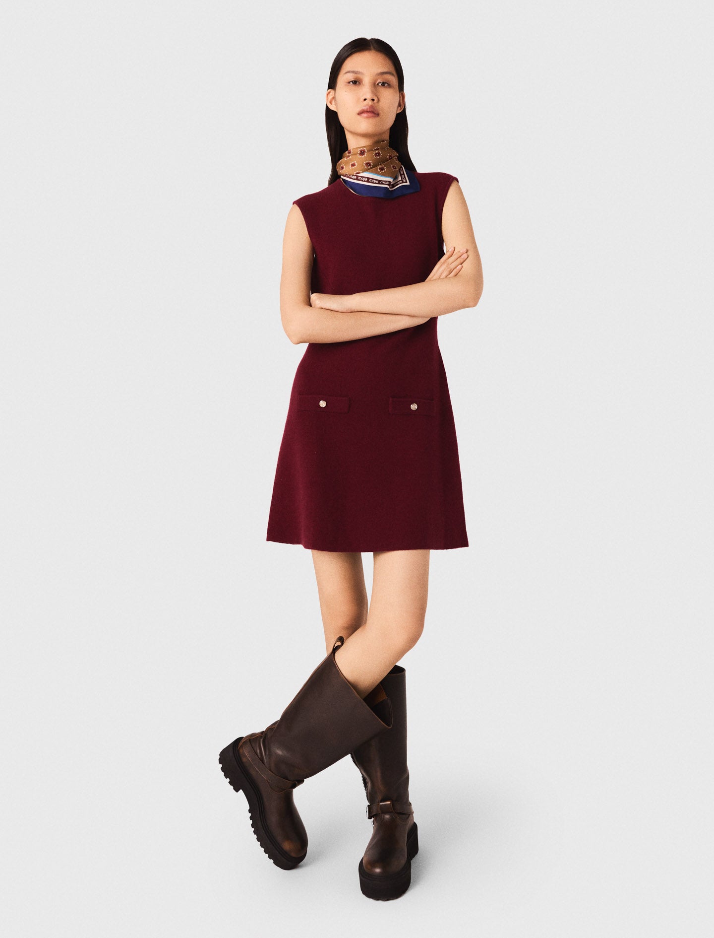 Vestido de punto con jersey desmontable