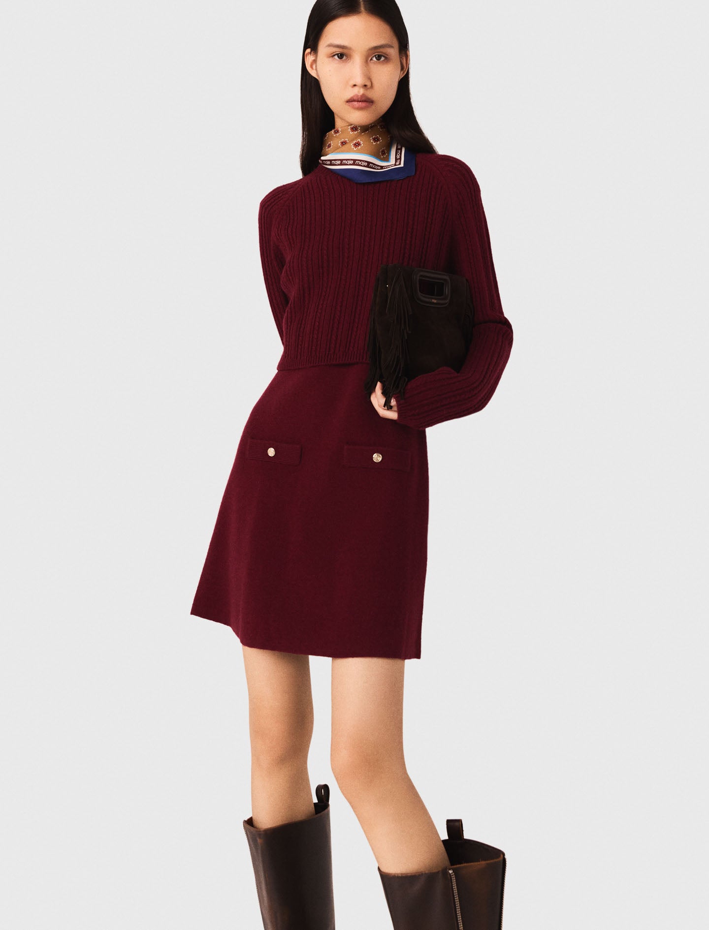 Vestido de punto con jersey desmontable