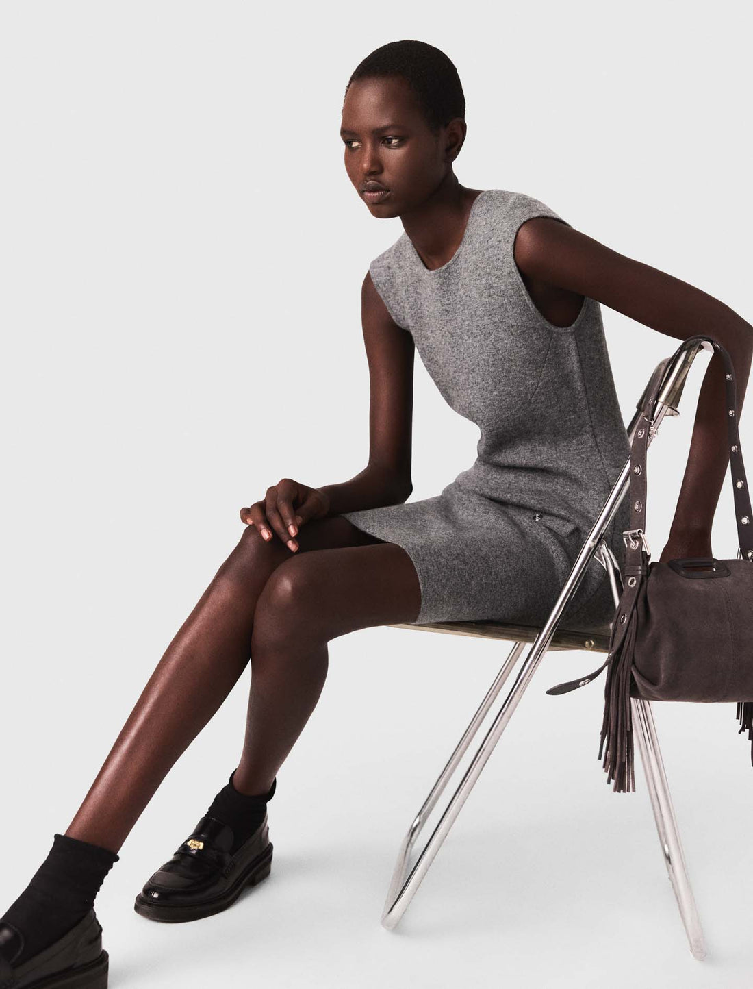 Vestido de punto con jersey extraíble