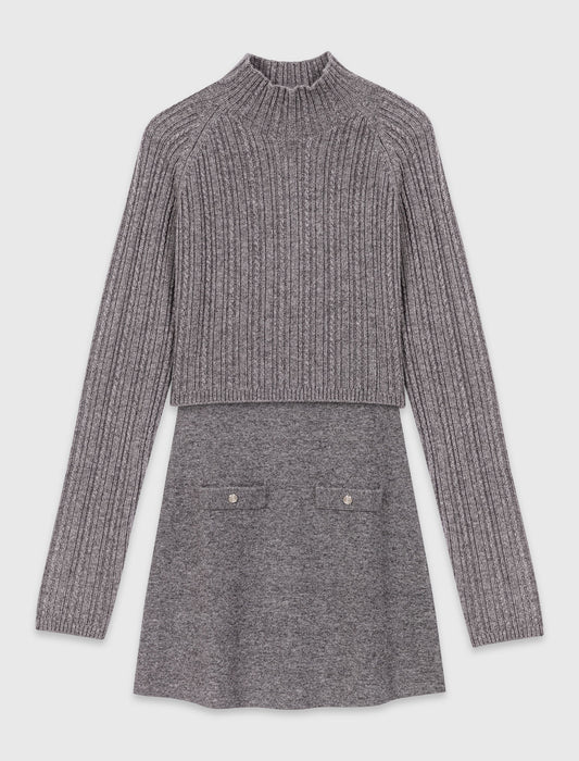 Vestido de punto con jersey extraíble