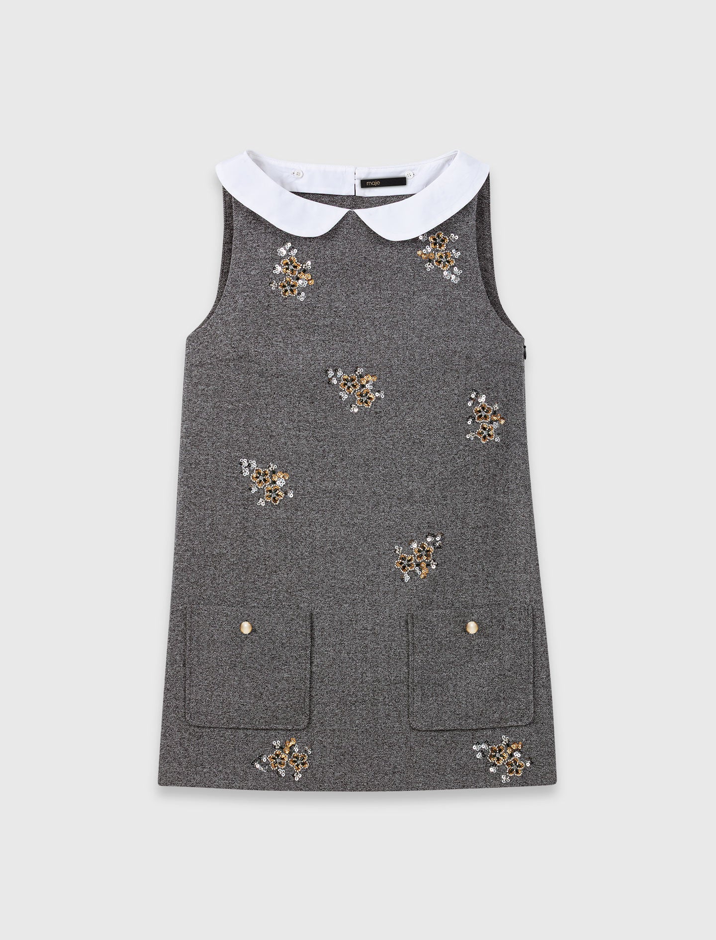 Vestido recto con bordado floral
