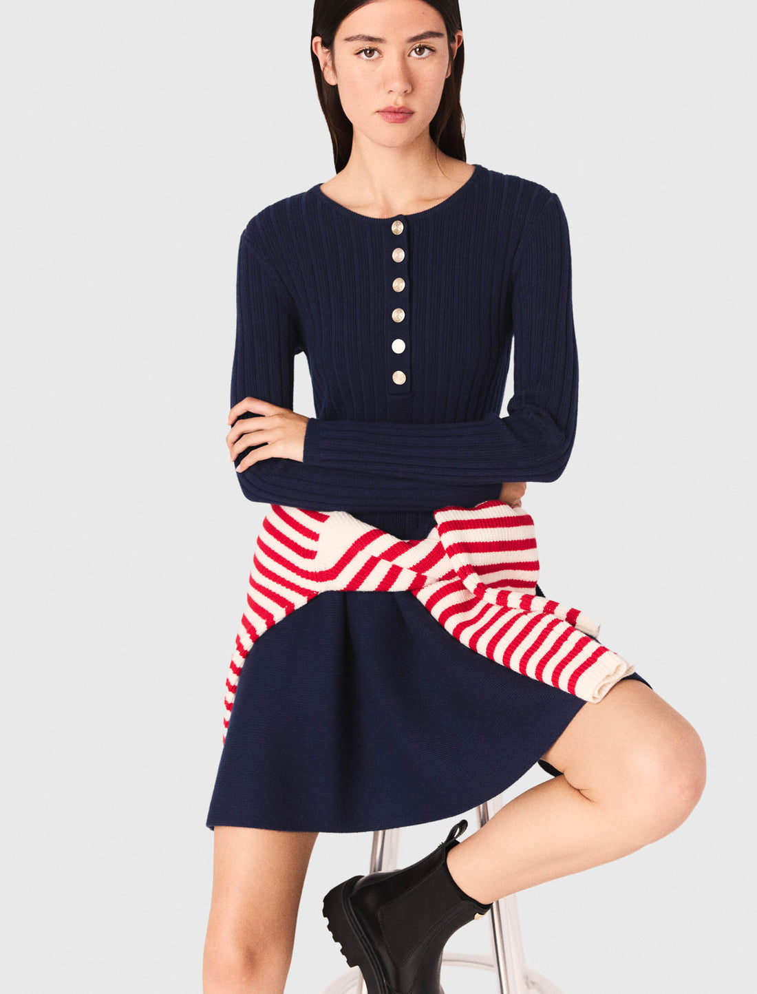 Vestido de punto con falda evasé