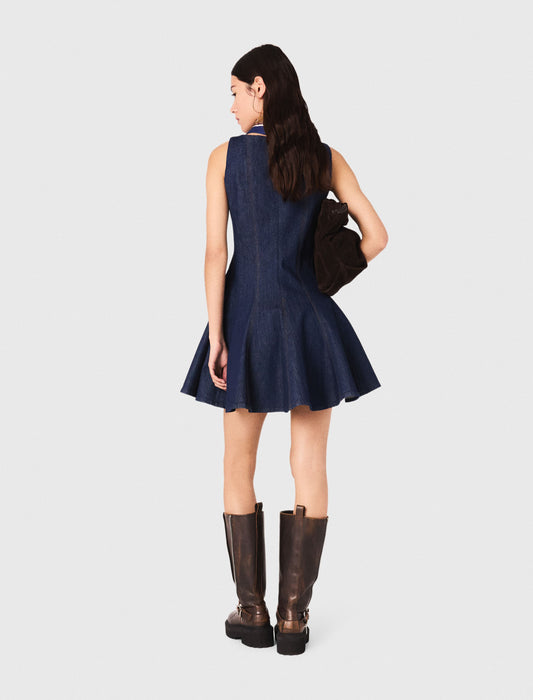 Vestido corto de denim con volantes