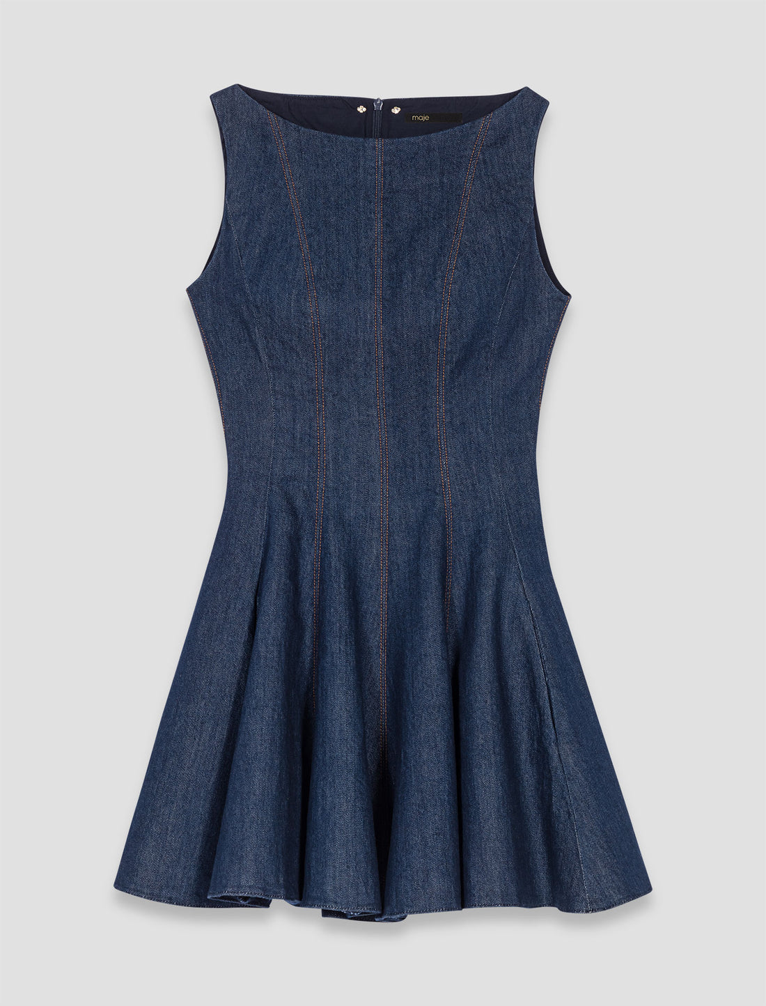Vestido corto de denim con volantes