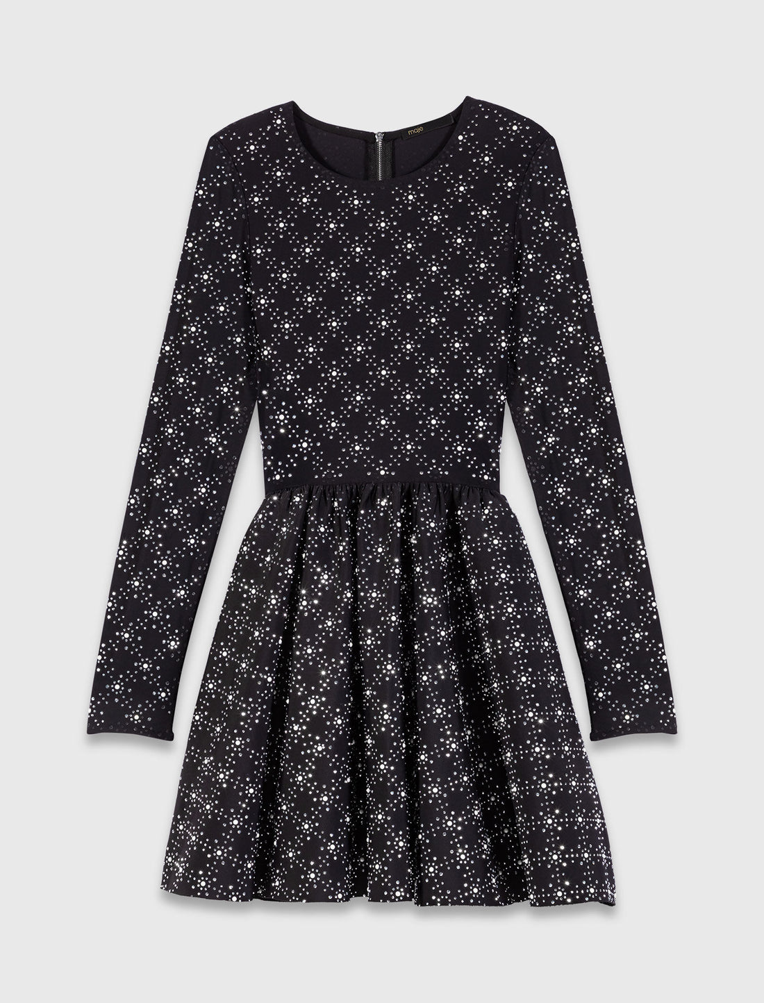 Vestido skater con perlas y strass