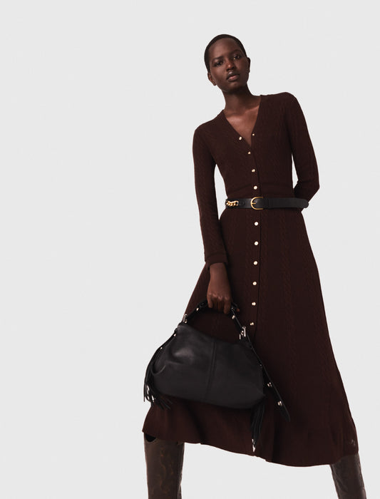 Vestido largo de punto con botones