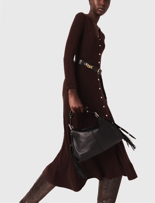 Vestido largo de punto con botones