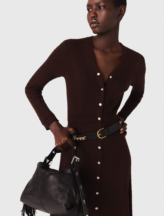 Vestido largo de punto con botones