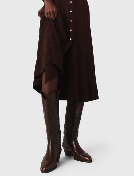 Vestido largo de punto con botones