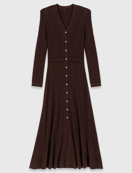 Vestido largo de punto con botones