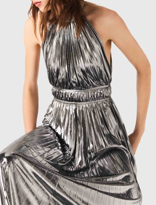 Vestido largo plisado