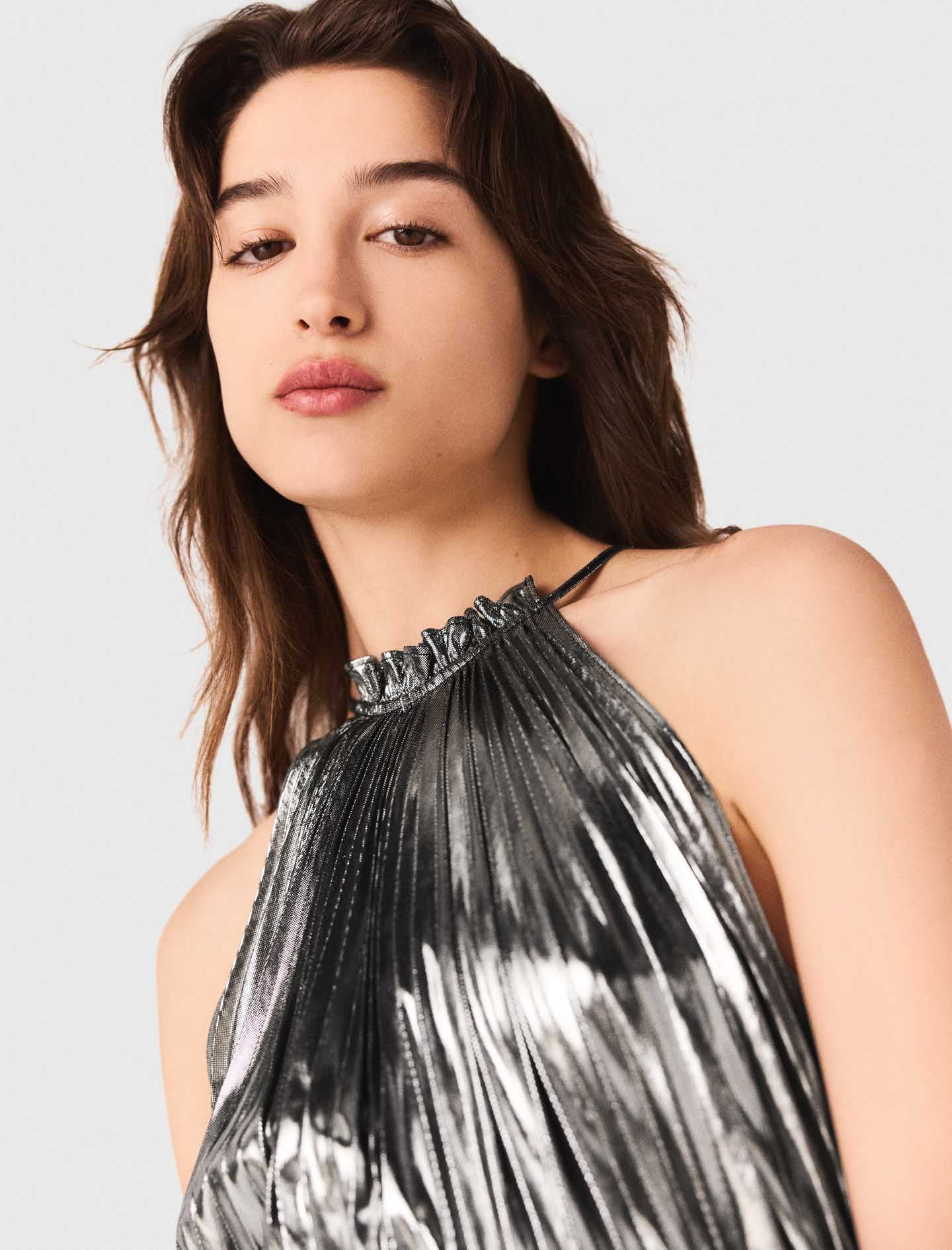 Vestido largo plisado