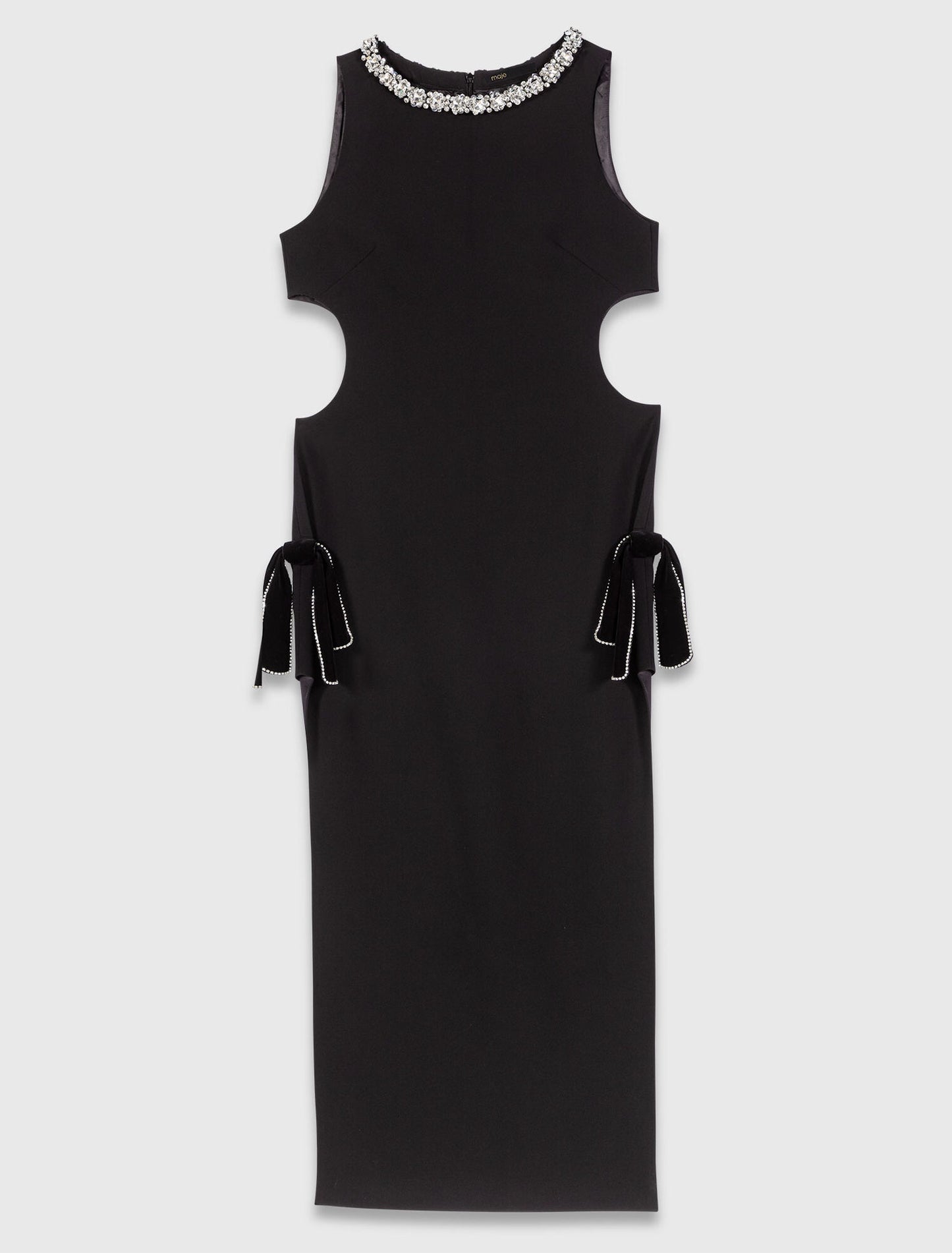 Vestido largo con cuello joya