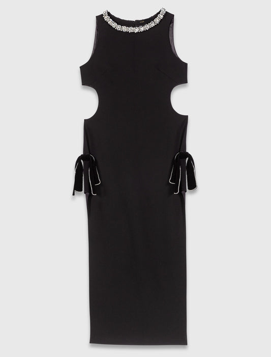 Vestido largo con cuello joya