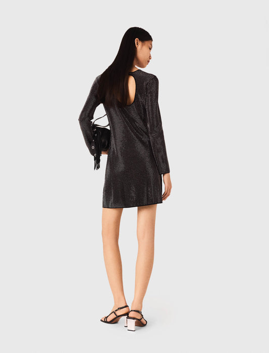 Vestido corto de punto con estrás